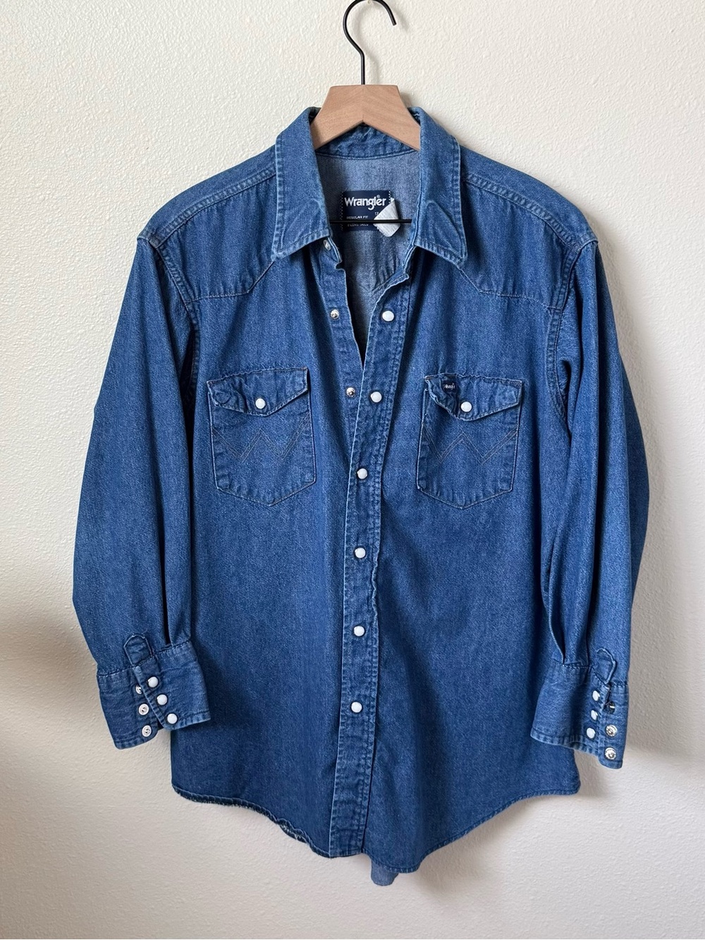 Wrangler Men’s Dark Blue Denim Snap-Front Shirt